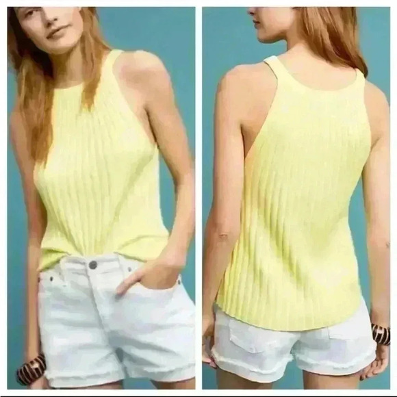 Anthropologie Yellow Zadkine Ribbed High Neck Relaxed Fit Sweater Tank , XS - Picture 1 of 12